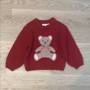 Red Sweater with Teddy Bear Design